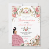 Pink Roses Western Charro Cowgirl Quinceañera Einladung (Vorderseite)