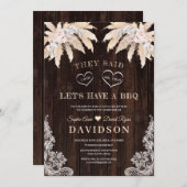 Pink Roses White Orchid Pampas After Wedding BBQ Einladung (Vorne/Hinten)