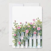 Pink Roses White Picket Fence Bridal Shower Einladung (Rückseite)
