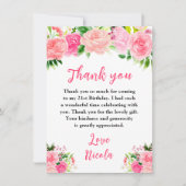 Pink Roses with Foliage Birthday Dankeskarte (Vorderseite)