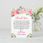 Pink Roses with Foliage Wedding Dankeskarte (Stehend Vorderseite)