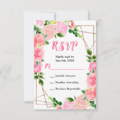 Pink Roses with Foliage Wedding RSVP Karte (Vorderseite)