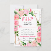 Pink Roses with Foliage Wedding RSVP Karte (Vorderseite)
