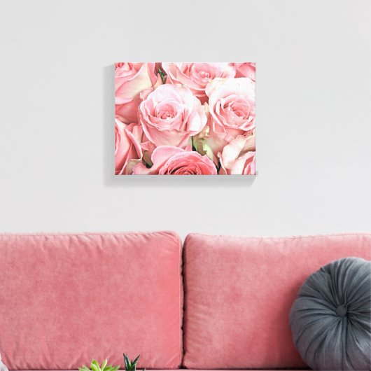 Pink Roses Wrapped Canvas Leinwanddruck (Insitu (Wohnzimmer))