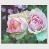 Pink Roses Wrapping Paper Geschenkpapier (Flach)