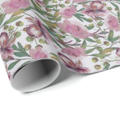 Pink Roses Wrapping Paper Geschenkpapier (Rolleneckpunkt)