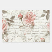Pink Roses Wrapping Paper Geschenkpapier Set (Vorderseite 3)