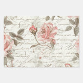 Pink Roses Wrapping Paper Geschenkpapier Set (Vorderseite 2)