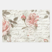 Pink Roses Wrapping Paper Geschenkpapier Set (Vorderseite)
