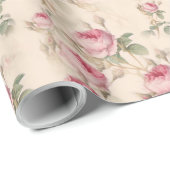 Pink Roses Wrapping Papier Blumenzettel Wrap Geschenkpapier (Rolleneckpunkt)