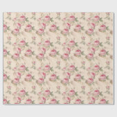 Pink Roses Wrapping Papier Blumenzettel Wrap Geschenkpapier (Flach)