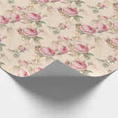 Pink Roses Wrapping Papier Blumenzettel Wrap Geschenkpapier (Ecke)
