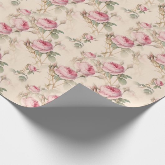 Pink Roses Wrapping Papier Blumenzettel Wrap Geschenkpapier (Ecke)