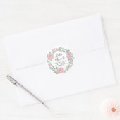 Pink Roses Wreath Little Miracle Scripting Runder Aufkleber (Umschlag)