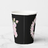 Pink Roses Wreath Name Paper Cup Graduation Pappbecher (Rechts)