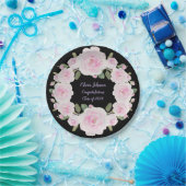 Pink Roses Wreath Name Paper Plate Baby Shower Pappteller (Party)