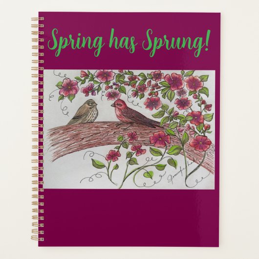 Pink Rosie Finches Planner Planer (Vorderseite)