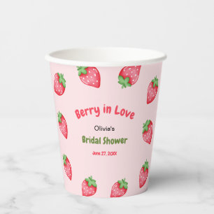 Pink & Rot Strawberry Berry in Love Brautparty  Pappbecher