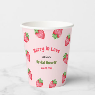 Pink & Rot Strawberry Berry in Love Brautparty Pappbecher