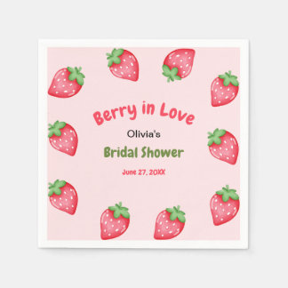 Pink & Rot Strawberry Berry in Love Brautparty Serviette