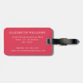 Pink-rote Blume mit blassgelbem Blumenmotiv Gepäckanhänger (Rückseite horizontal)