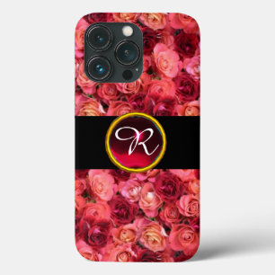 PINK ROTE ROSE FELD ,RED RUBY GEMSTONE MONOGRAMM Case-Mate iPhone HÜLLE
