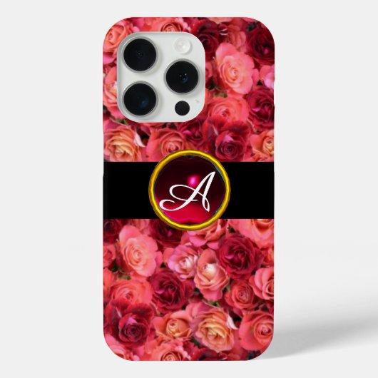 PINK ROTE ROSE FELD ,RED RUBY GEMSTONE MONOGRAMM Case-Mate iPhone HÜLLE (Rückseite)