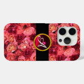 PINK ROTE ROSE FELD ,RED RUBY GEMSTONE MONOGRAMM Case-Mate iPhone HÜLLE (Rückseite (Horizontal))