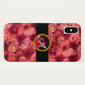 PINK ROTE ROSE FELD ,RED RUBY GEMSTONE MONOGRAMM Case-Mate iPhone HÜLLE (Rückseite (Horizontal))