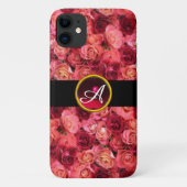 PINK ROTE ROSE FELD ,RED RUBY GEMSTONE MONOGRAMM Case-Mate iPhone HÜLLE (Rückseite)