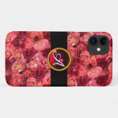 PINK ROTE ROSE FELD ,RED RUBY GEMSTONE MONOGRAMM Case-Mate iPhone HÜLLE (Rückseite (Horizontal))