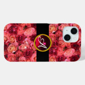 PINK ROTE ROSE FELD ,RED RUBY GEMSTONE MONOGRAMM Case-Mate iPhone HÜLLE (Rückseite (Horizontal))