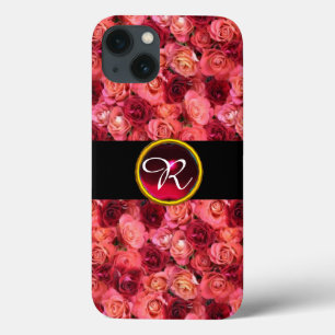 PINK ROTE ROSE FELD ,RED RUBY GEMSTONE MONOGRAMM Case-Mate iPhone HÜLLE