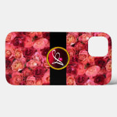PINK ROTE ROSE FELD ,RED RUBY GEMSTONE MONOGRAMM Case-Mate iPhone HÜLLE (Rückseite (Horizontal))