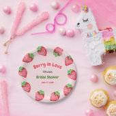 Pink & Roter Erdbeeren-Hochzeitsbrause Pappteller (Party)