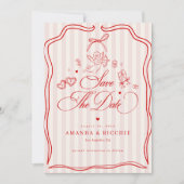 Pink & Roter Vintage Cupid Save The Date (Vorderseite)