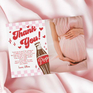 Pink Rotes Sie ist bereit zu platzen Baby Shower F Dankeskarte