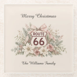 Pink Route 66 Weihnachtstisch-Andenken Glasuntersetzer