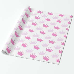 Pink Royal Crowns Fairytale Princess Party Geschenkpapier