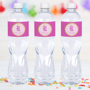 Pink Royal Princess Crown Girl Birthday Wasserflaschenetikett