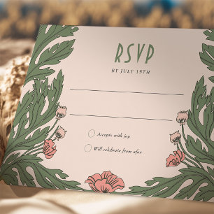 Pink RSVP Card Vintag Art Nouveau Einladung