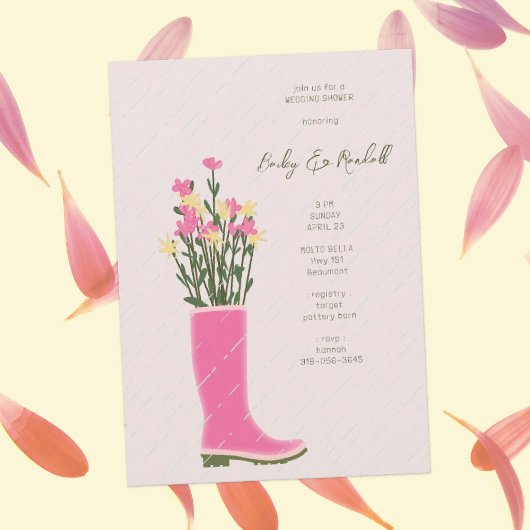Pink Rubber Boot Vase | Wildblume Brautparty Einladung