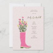 Pink Rubber Boot Vase | Wildblume Brautparty Einladung (Vorderseite)