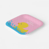 Pink Rubber Duck Polka Dot Baby Dusche Pappteller (Gewinkelt)