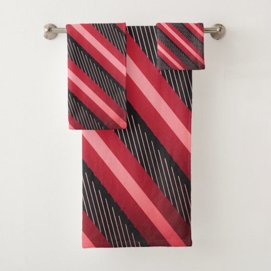 Pink-Ruby-Streifen drucken Badhandtuch Set (Insitu)