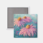 Pink Rudbeckias Malerei Magnet (Vorderseite/Rückseite)