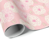 Pink Ruffle Blume Wrapping Paper Geschenkpapier (Rolleneckpunkt)