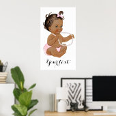 Pink Ruffle Pants Pearls Ethnic Girl Baby Dusche Poster (Heimbüro)