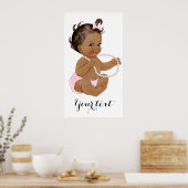 Pink Ruffle Pants Pearls Ethnic Girl Baby Dusche Poster (Küche)
