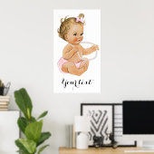 Pink Ruffle Pants Pearls Girl Baby Dusche Poster (Heimbüro)